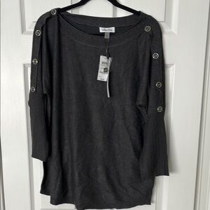 Melissa Paige Gray Boxy Buttoned Sweater